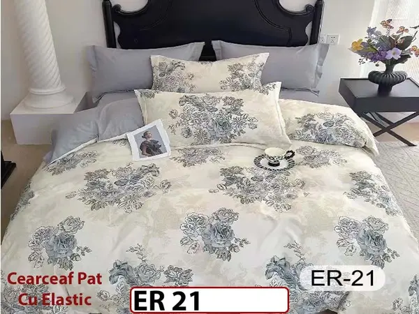 Lenjerie din finet 6 piese cu cearceaf elastic - ER 21