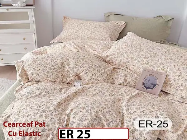 Lenjerie din finet 6 piese cu cearceaf elastic - ER 25