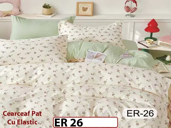 Lenjerie din finet 6 piese cu cearceaf elastic - ER 26