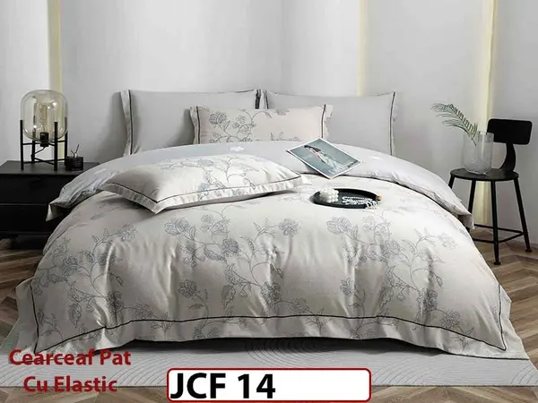 Lenjerie din finet 6 piese cu cearceaf elastic - JCF14