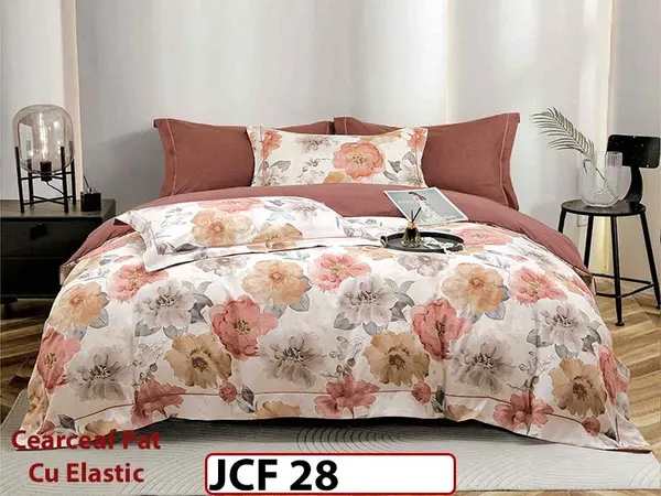 Lenjerie din finet 6 piese cu cearceaf elastic - JCF28