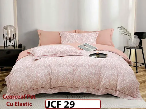 Lenjerie din finet 6 piese cu cearceaf elastic - JCF29