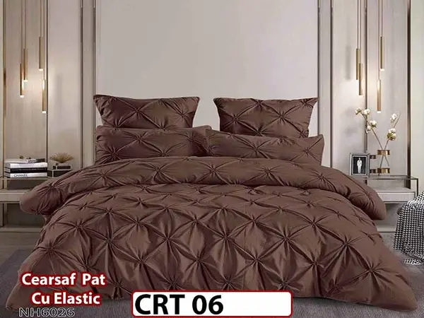 Lenjerie din Finet 6 piese cu pliuri cu Cearceaf Elastic - CRT 06