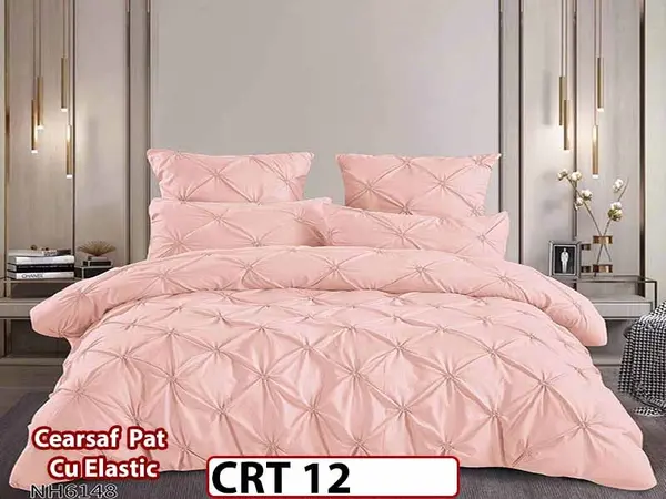 Lenjerie din Finet 6 piese cu pliuri cu Cearceaf Elastic - CRT 12