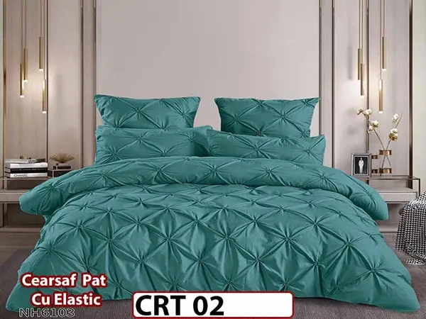 Lenjerie din Finet 6 piese cu pliuri cu Cearceaf Elastic - CRT 02