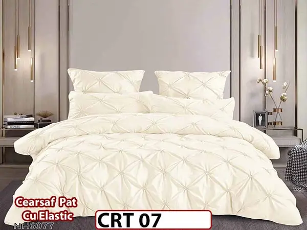Lenjerie din Finet 6 piese cu pliuri cu Cearceaf Elastic - CRT 07