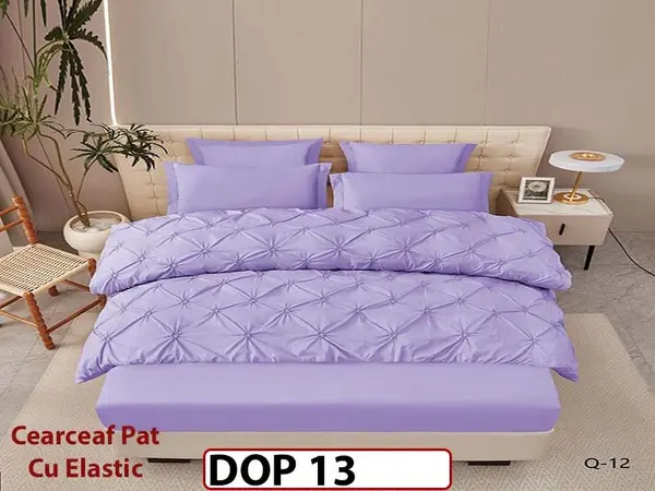 Lenjerie din Finet 6 piese cu pliuri cu Cearceaf Elastic - DOP13