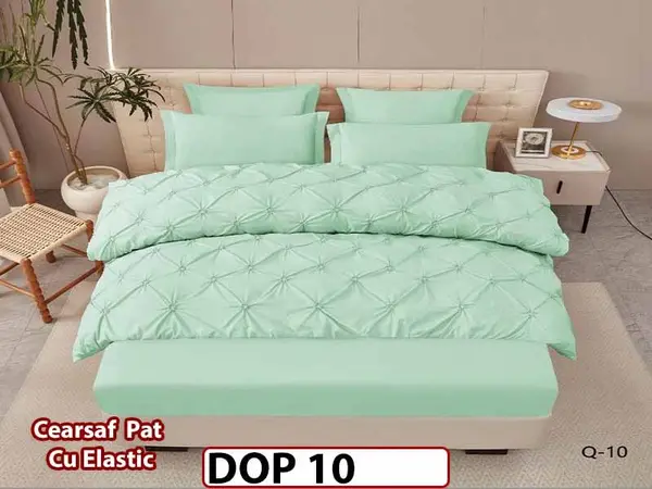 Lenjerie din Finet 6 piese cu pliuri cu Cearceaf Elastic - DOP10
