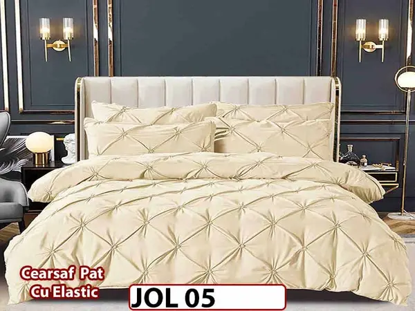 Lenjerie din Finet 6 piese cu pliuri cu Cearceaf Elastic - JOL 05