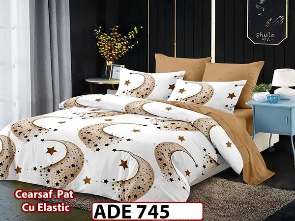 Lenjerie din finet 6 piese si cearceaf cu elastic - ADE 745