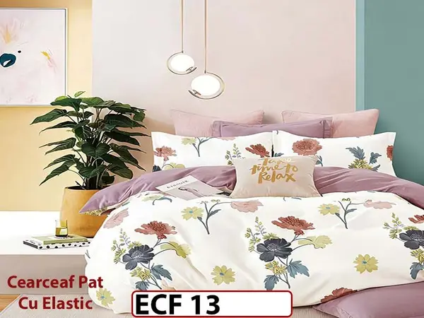 Lenjerie din finet 6 piese si cearceaf cu elastic - ECF 13