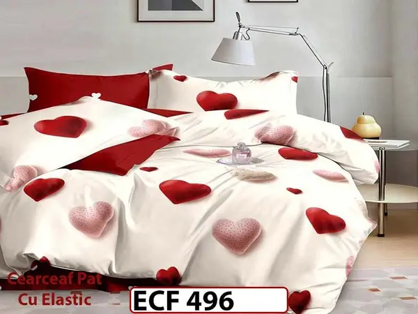 Lenjerie din finet 6 piese si cearceaf cu elastic - ECF 496