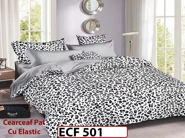 Lenjerie din finet 6 piese si cearceaf cu elastic - ECF 501