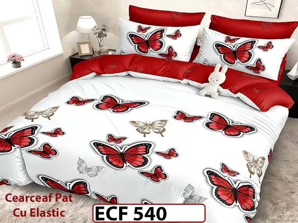 Lenjerie din finet 6 piese si cearceaf cu elastic - ECF 540