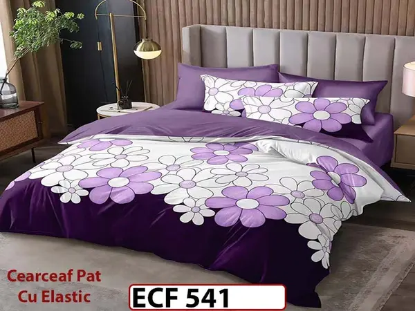 Lenjerie din finet 6 piese si cearceaf cu elastic - ECF 541