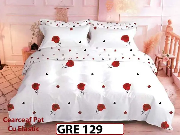 Lenjerie din finet 6 piese si cearceaf cu elastic - GRE 129