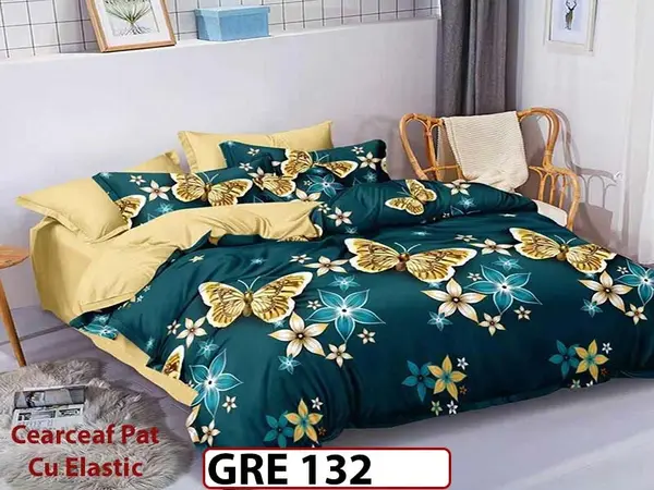 Lenjerie din finet 6 piese si cearceaf cu elastic - GRE 132