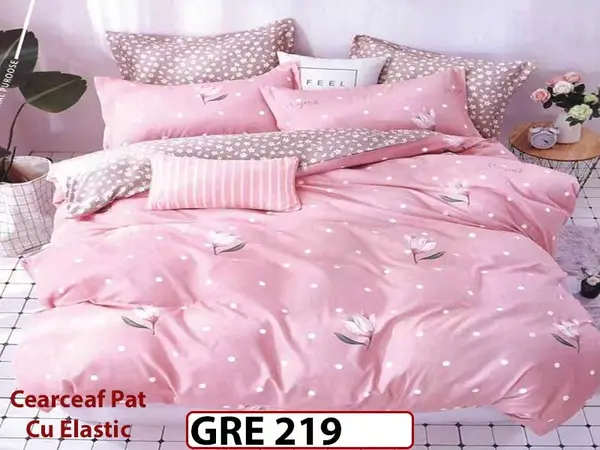 Lenjerie din finet 6 piese si cearceaf cu elastic - GRE 219