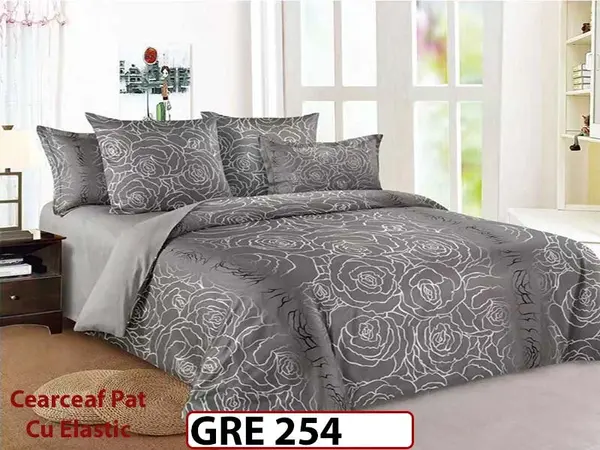 Lenjerie din finet 6 piese si cearceaf cu elastic - GRE 254