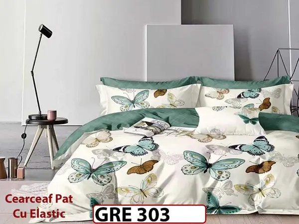 Lenjerie din finet 6 piese si cearceaf cu elastic - GRE 303