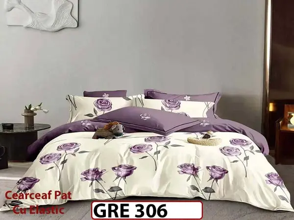 Lenjerie din finet 6 piese si cearceaf cu elastic - GRE 306