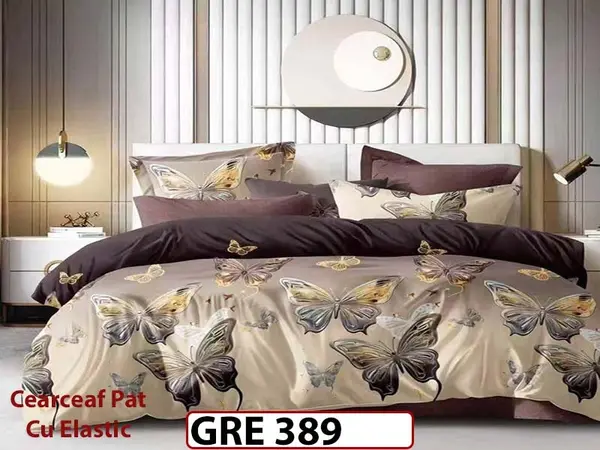 Lenjerie din finet 6 piese si cearceaf cu elastic - GRE 389
