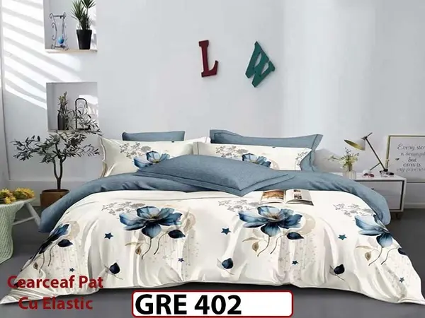 Lenjerie din finet 6 piese si cearceaf cu elastic - GRE 402