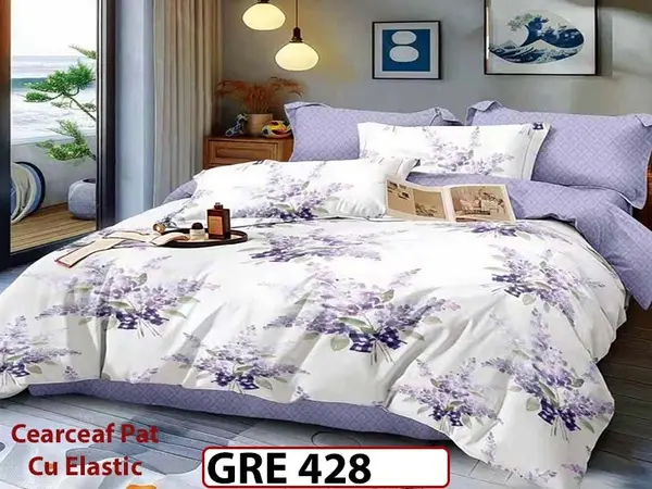 Lenjerie din finet 6 piese si cearceaf cu elastic - GRE 428