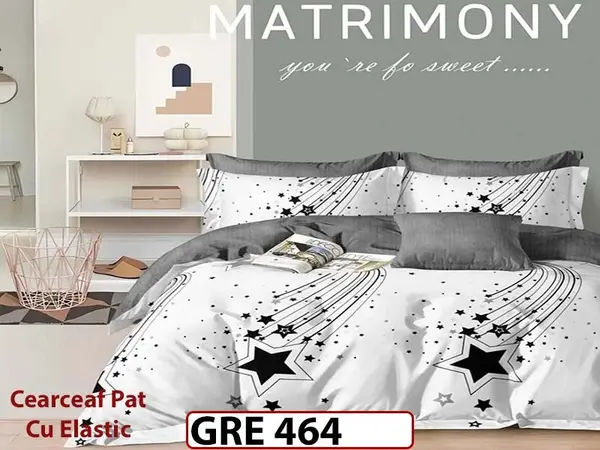 Lenjerie din finet 6 piese si cearceaf cu elastic - GRE 464