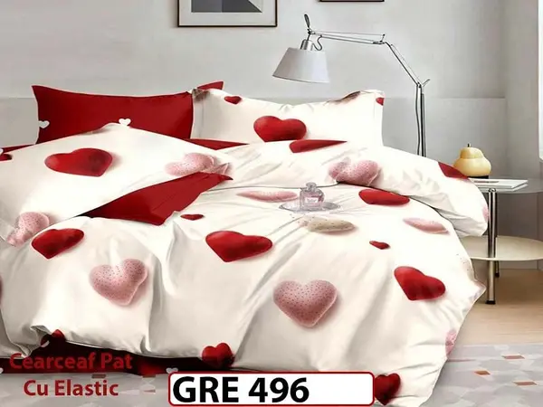 Lenjerie din finet 6 piese si cearceaf cu elastic - GRE 496