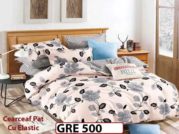 Lenjerie din finet 6 piese si cearceaf cu elastic - GRE 500