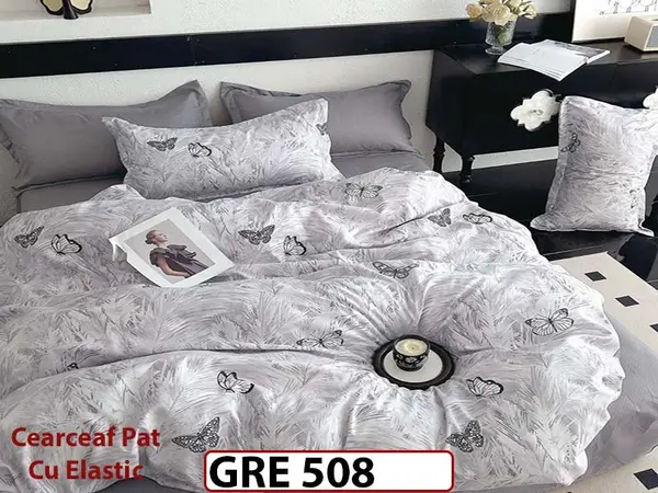 Lenjerie din finet 6 piese si cearceaf cu elastic - GRE 508