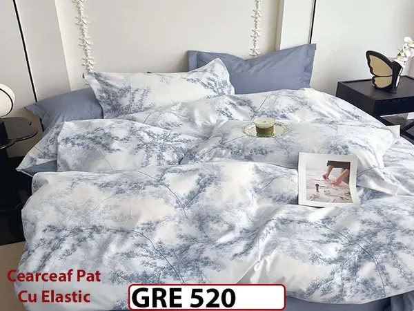 Lenjerie din finet 6 piese si cearceaf cu elastic - GRE 520
