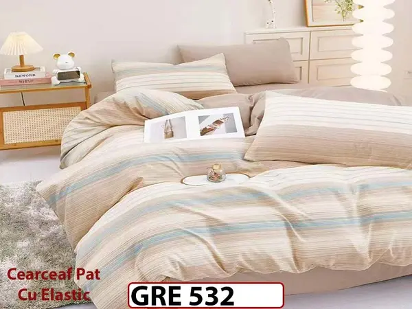 Lenjerie din finet 6 piese si cearceaf cu elastic - GRE 532