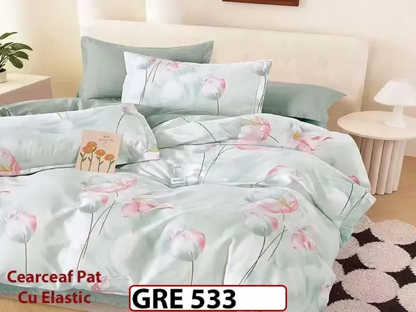 Lenjerie din finet 6 piese si cearceaf cu elastic - GRE 533