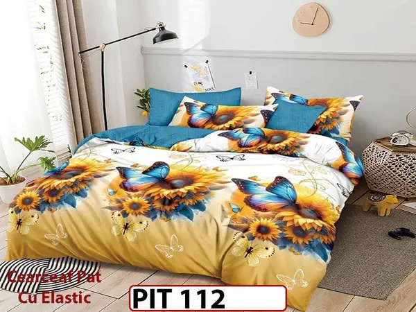 Lenjerie din finet 6 piese si cearceaf cu elastic - PIT112