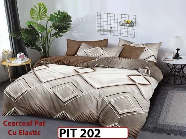 Lenjerie din finet 6 piese si cearceaf cu elastic - PIT202