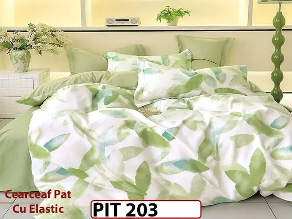Lenjerie din finet 6 piese si cearceaf cu elastic - PIT203