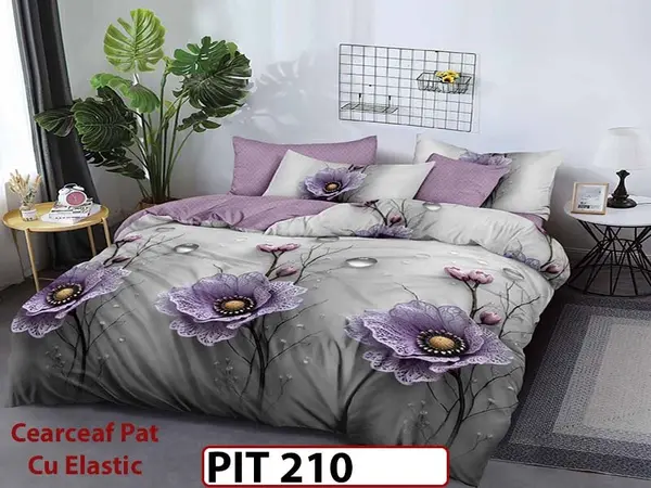 Lenjerie din finet 6 piese si cearceaf cu elastic - PIT210