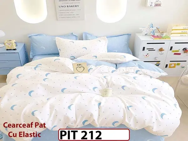 Lenjerie din finet 6 piese si cearceaf cu elastic - PIT212