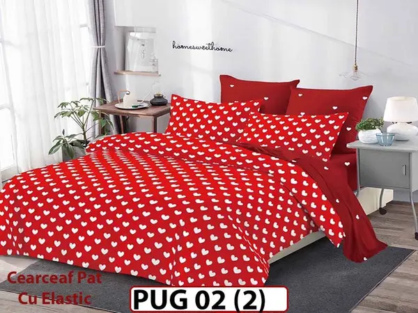 Lenjerie din finet 6 piese si cearceaf cu elastic - PUG 02