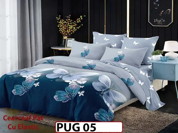 Lenjerie din finet 6 piese si cearceaf cu elastic - PUG 05