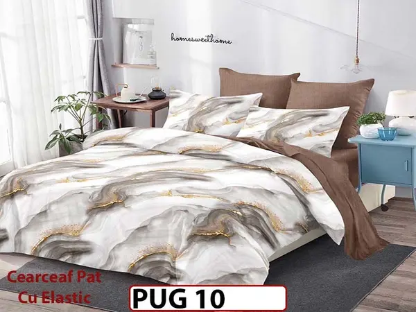 Lenjerie din finet 6 piese si cearceaf cu elastic - PUG 10