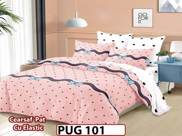 Lenjerie din finet 6 piese si cearceaf cu elastic - PUG 101