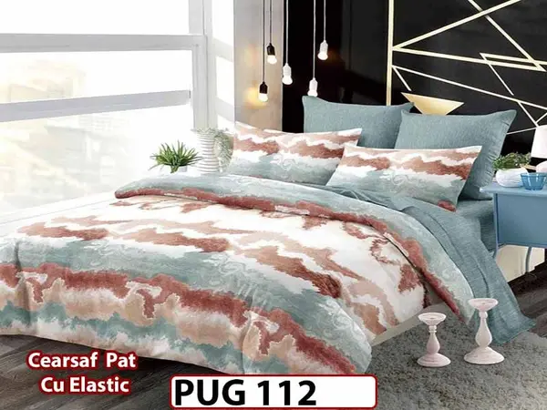 Lenjerie din finet 6 piese si cearceaf cu elastic - PUG 112