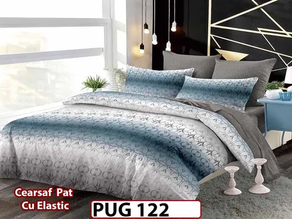 Lenjerie din finet 6 piese si cearceaf cu elastic - PUG 122