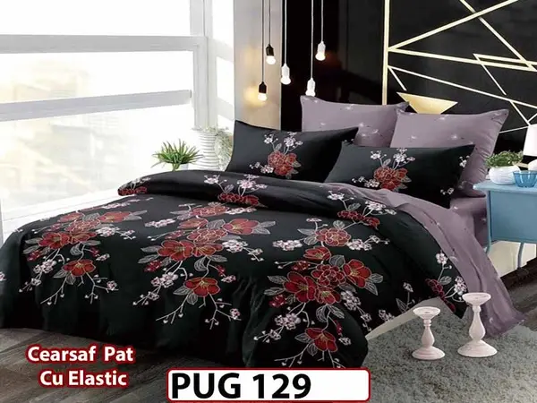 Lenjerie din finet 6 piese si cearceaf cu elastic - PUG 129