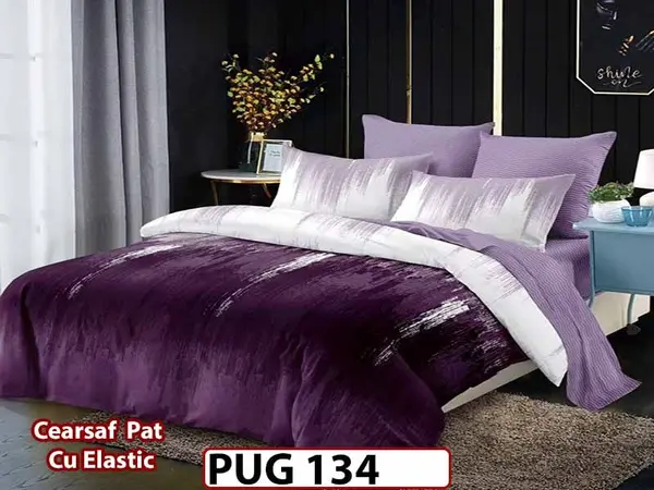 Lenjerie din finet 6 piese si cearceaf cu elastic - PUG 134