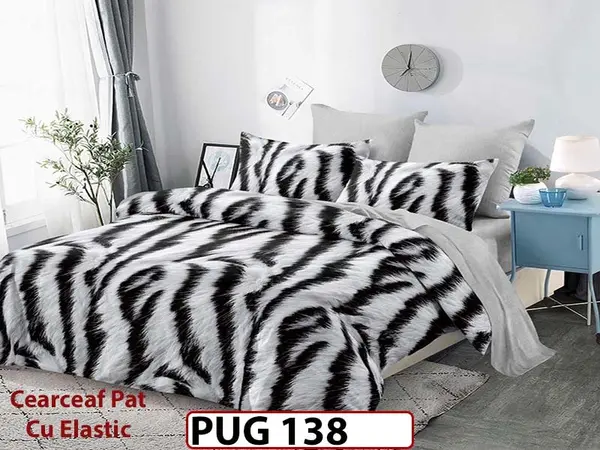 Lenjerie din finet 6 piese si cearceaf cu elastic - PUG 138