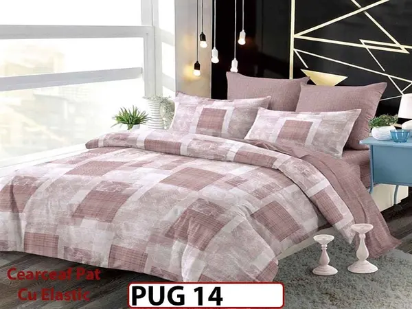 Lenjerie din finet 6 piese si cearceaf cu elastic - PUG 14